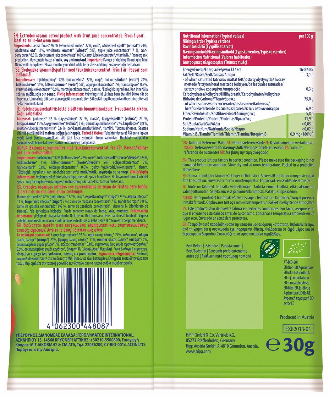 HIPP - Mini Δεινοσαυράκια - 30gr